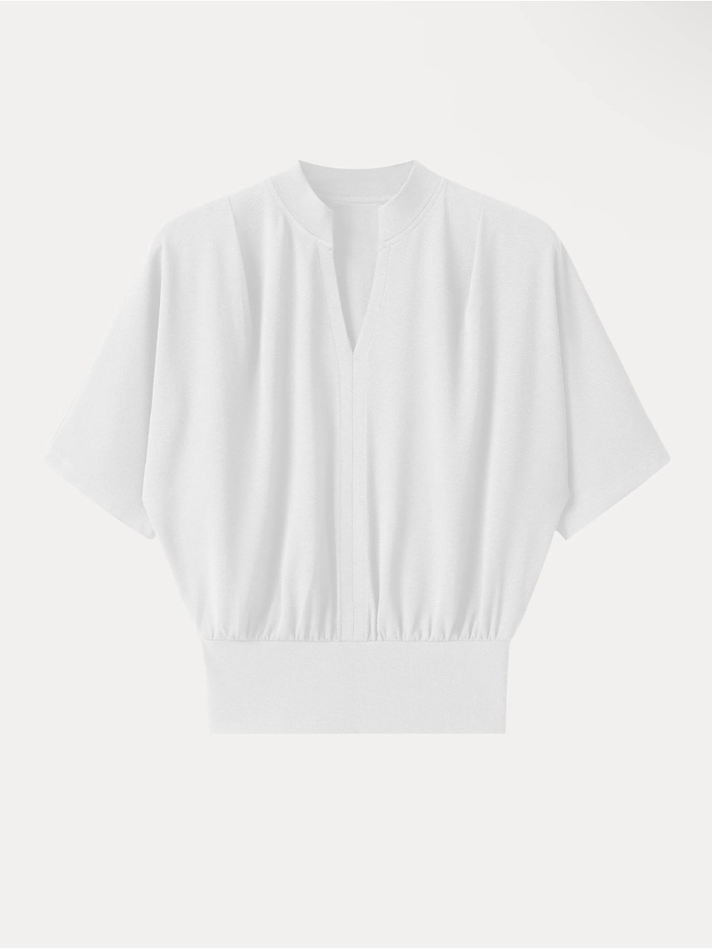 Stand Collar V-Neck Short Sleeve Top